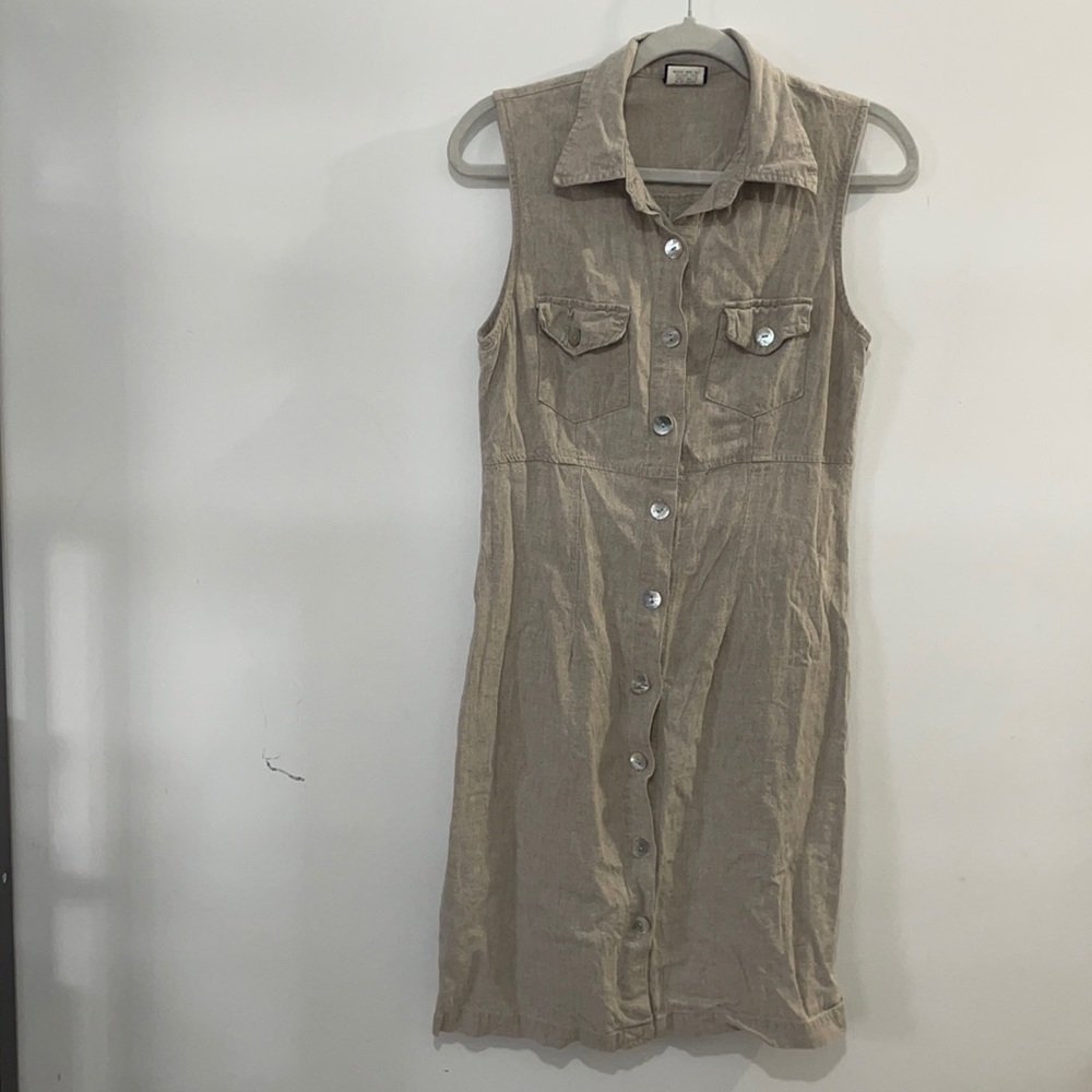 Tan button down dress